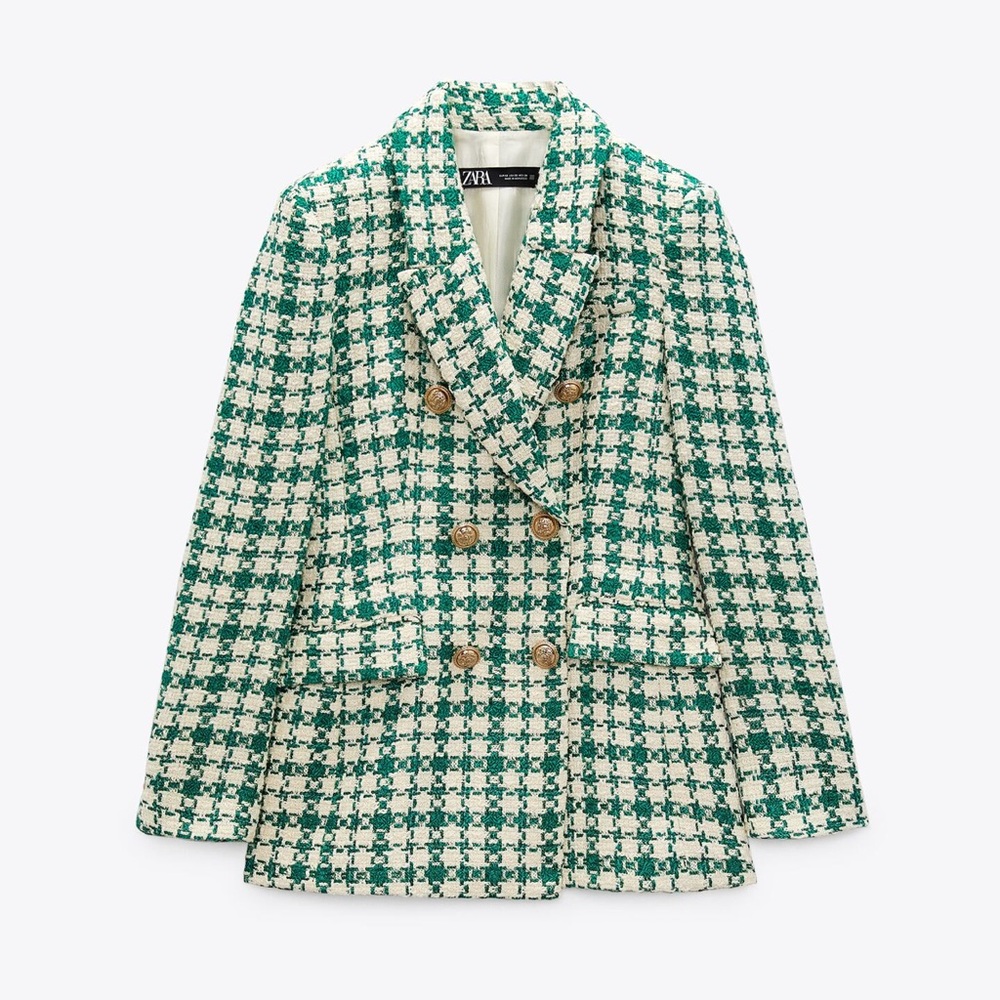 Zara double breasted tweed blazer